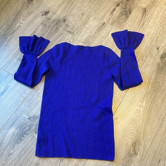 Lauren Ralph Cobalt Blue Ribbed Sweater with flared cuffs - Picture 6 of 7